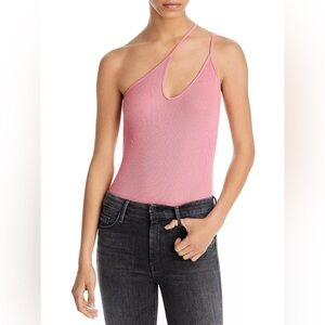 NWT Enza Costa One-Shoulder Stretch Silk Rib Knit Tank Top Size Large